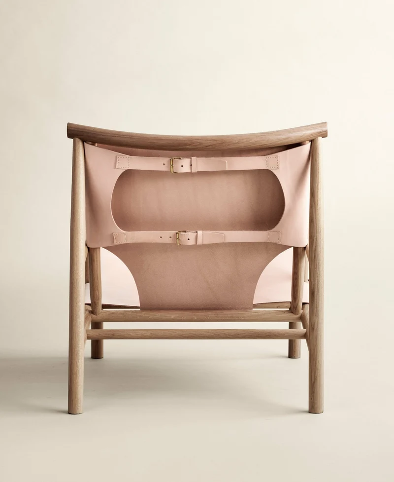 Fauteuil en chêne et cuir naturel Samurai - NORR11