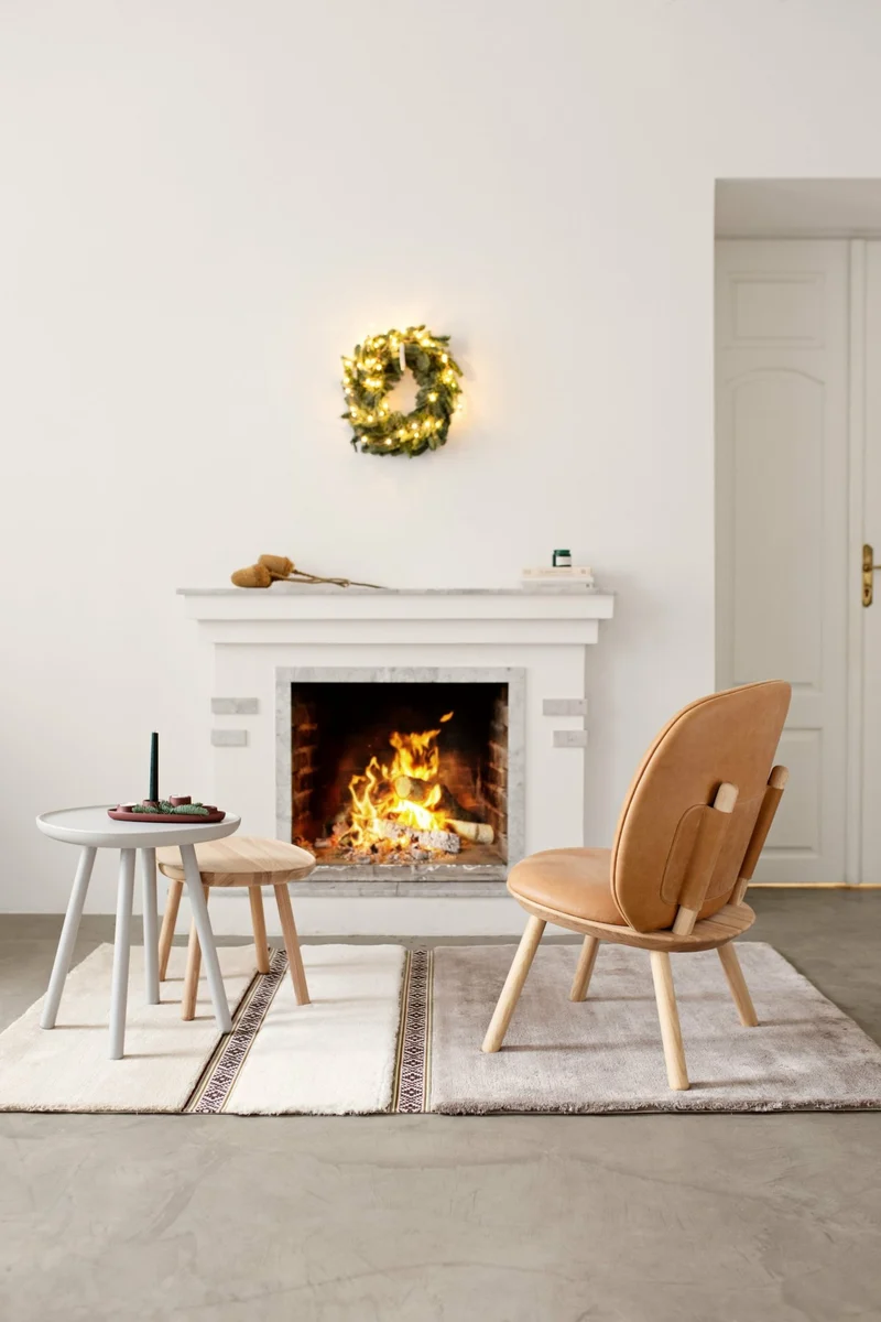 Fauteuil en frêne et tissu beige Naïve - Emko