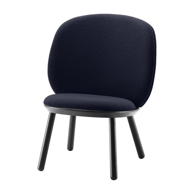 Fauteuil en frêne et tissu bleu marine Naïve - Emko