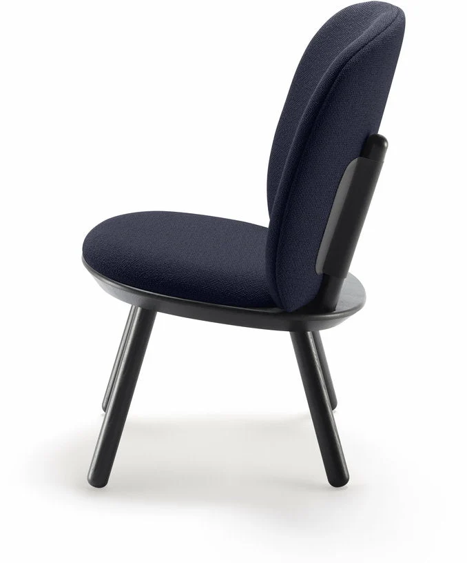 Fauteuil en frêne et tissu bleu marine Naïve - Emko