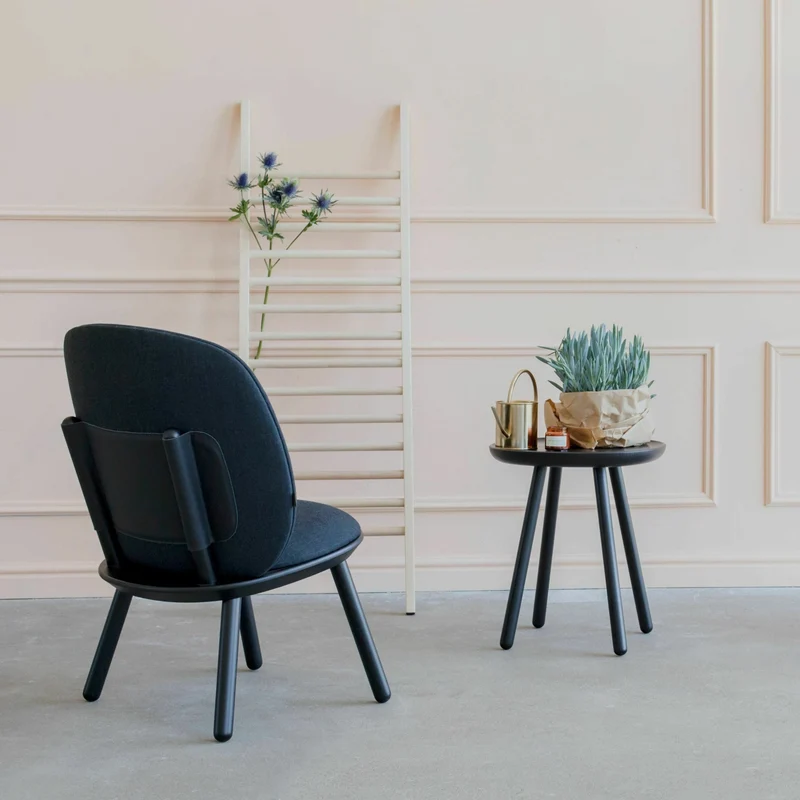Fauteuil en frêne et tissu bleu marine Naïve - Emko