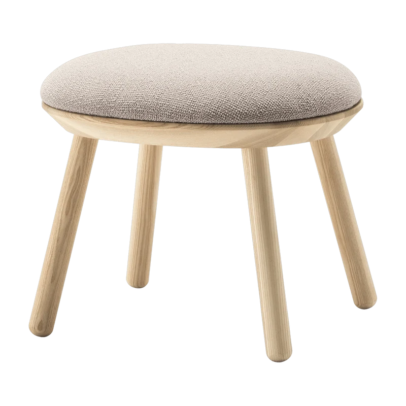 Tabouret en frêne et tissu beige Naïve - Emko