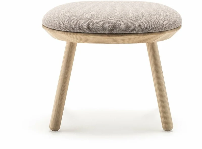 Tabouret en frêne et tissu beige Naïve - Emko