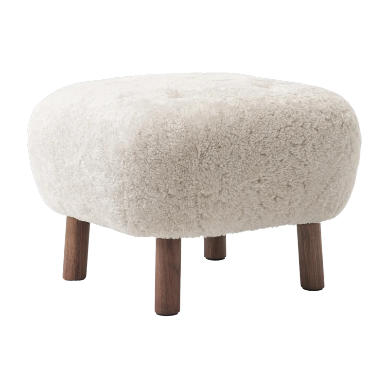 Pouf en noyer et peau de mouton Little Petra ATD1 - &tradition