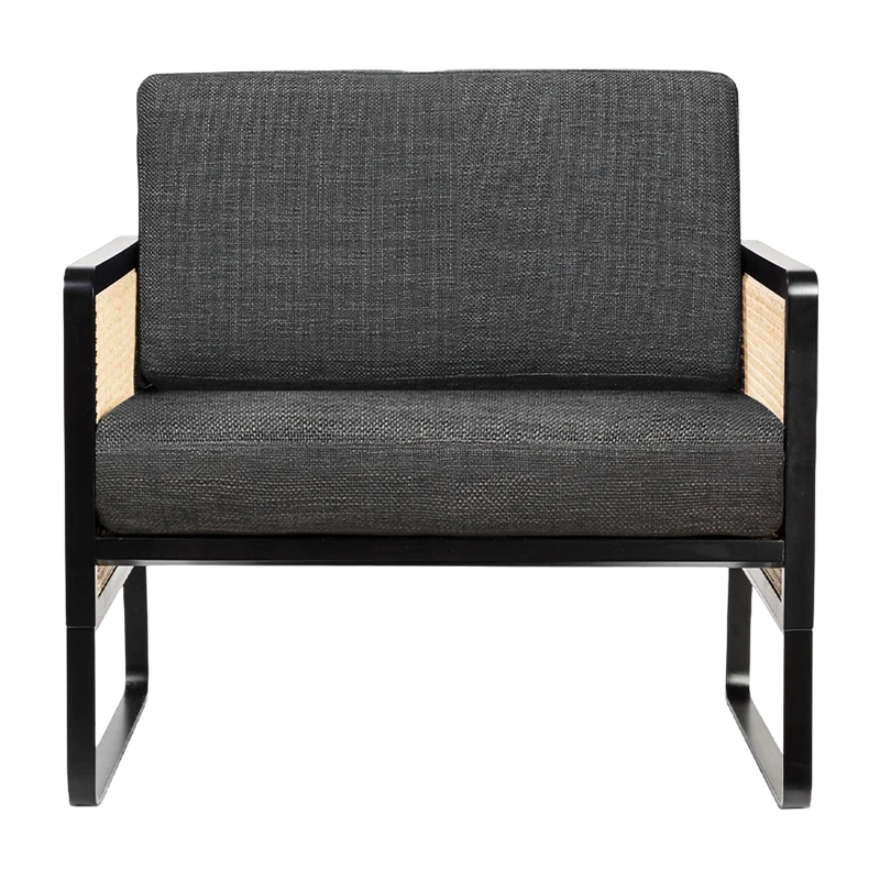 Fauteuil en bois noir et tissu anthracite Cannage - RED Edition