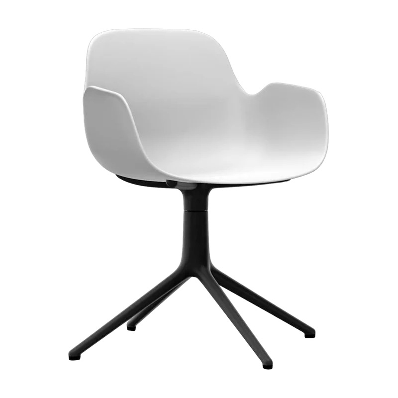 Chaise de bureau avec accoudoirs en polypropylene blanche et noire Swivel 4L blanc - Normann Copenhagen