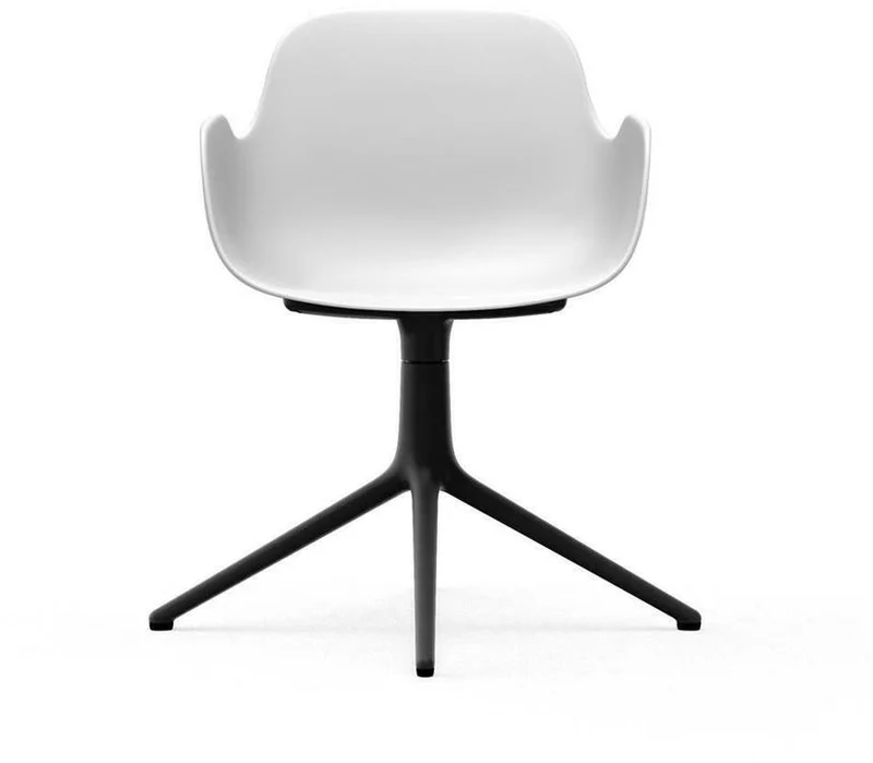Chaise de bureau avec accoudoirs en polypropylene blanche et noire Swivel 4L blanc - Normann Copenhagen