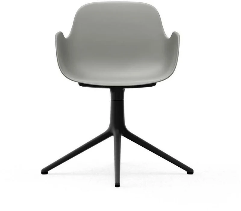 Chaise de bureau avec accoudoirs en polypropylene grise et base noire Swivel 4L Grey - Normann Copenhagen
