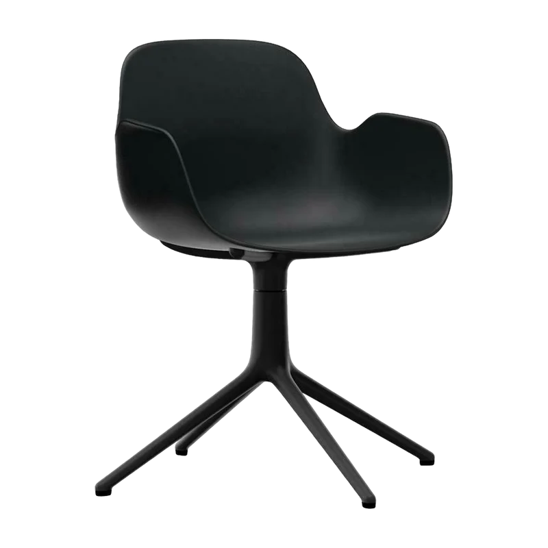 Chaise de bureau avec accoudoirs en polypropylene noire et base noire Swivel 4L noir - Normann Copenhagen