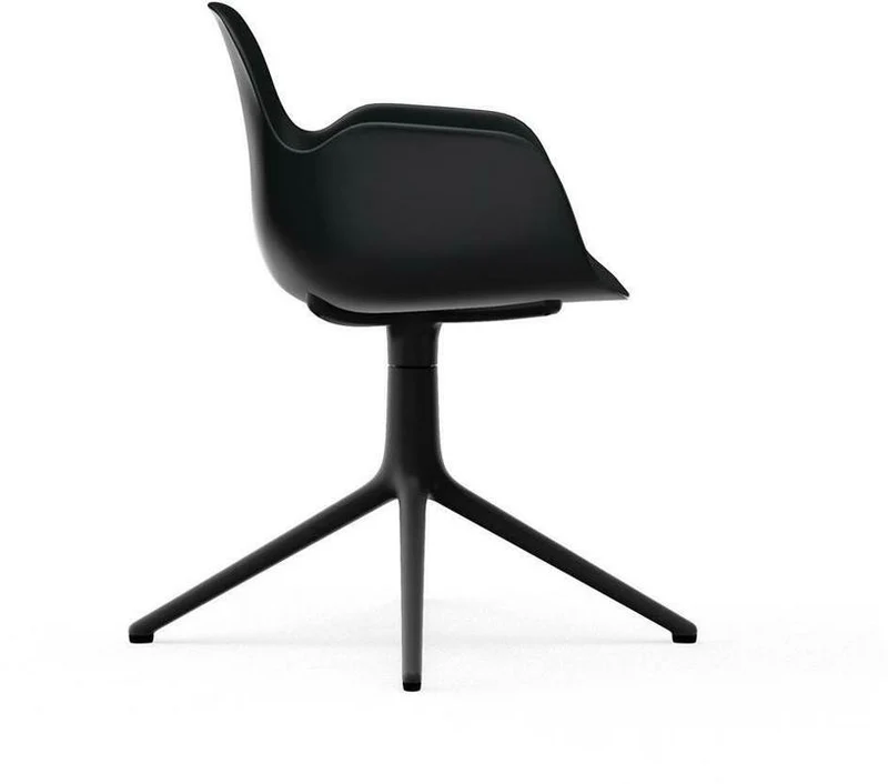 Chaise de bureau avec accoudoirs en polypropylene noire et base noire Swivel 4L noir - Normann Copenhagen