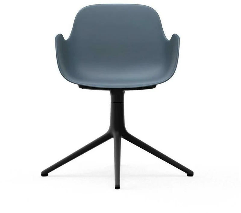 Chaise de bureau avec accoudoirs en polypropylene bleue et base noire Swivel 4L bleu - Normann Copenhagen