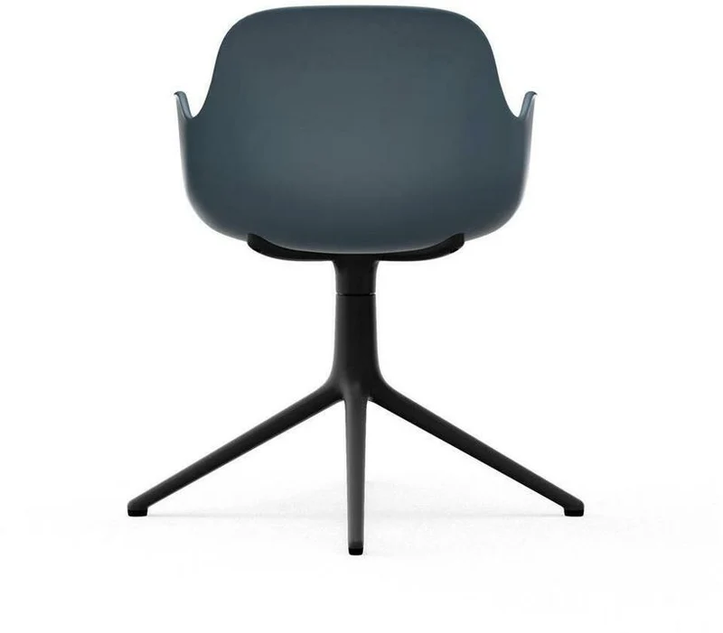 Chaise de bureau avec accoudoirs en polypropylene bleue et base noire Swivel 4L bleu - Normann Copenhagen