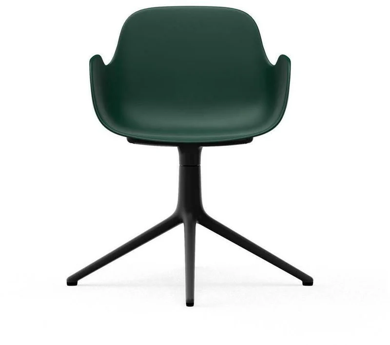 Chaise de bureau avec accoudoirs en polypropylene verte et base noire Swivel 4L vert - Normann Copenhagen