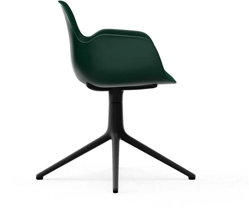 Chaise de bureau avec accoudoirs en polypropylene verte et base noire Swivel 4L vert - Normann Copenhagen