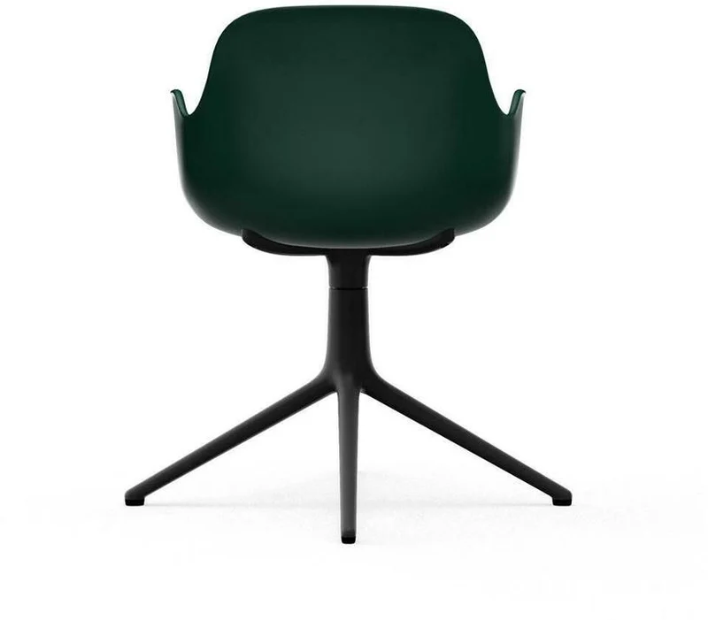 Chaise de bureau avec accoudoirs en polypropylene verte et base noire Swivel 4L vert - Normann Copenhagen