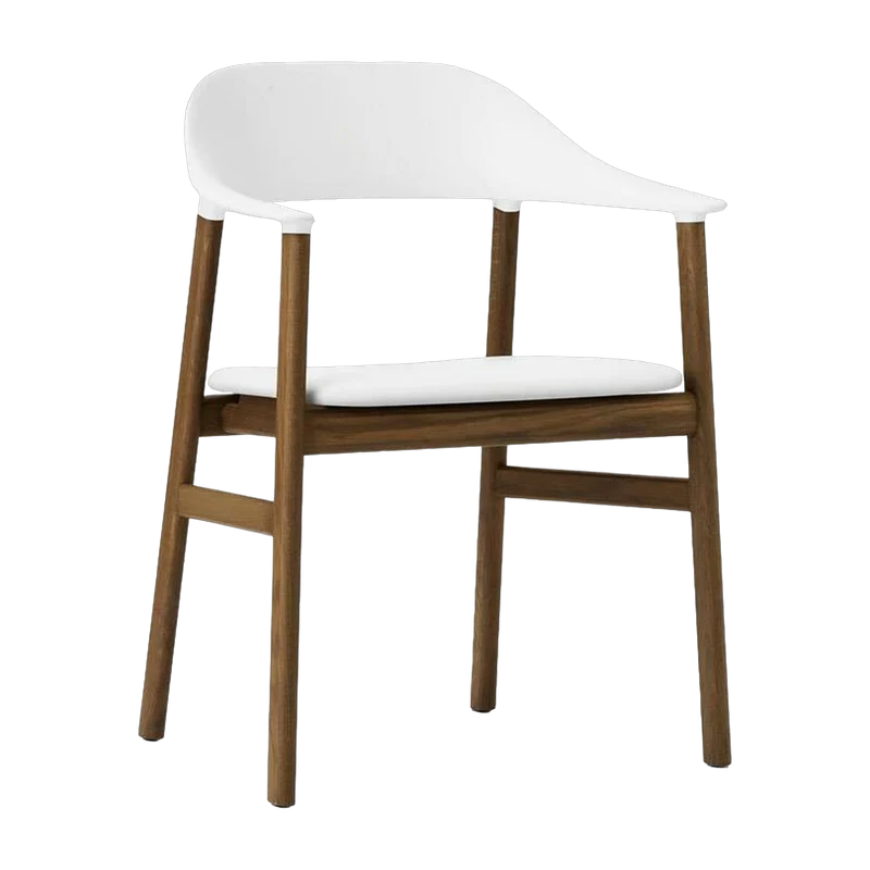 Chaise avec accoudoirs en chêne teinté et cuir blanc Herit Spectrum Leather blanc - Normann Copenhagen
