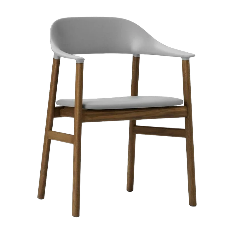 Chaise avec accoudoirs en chêne teinté et cuir gris Herit Spectrum Leather Grey - Normann Copenhagen
