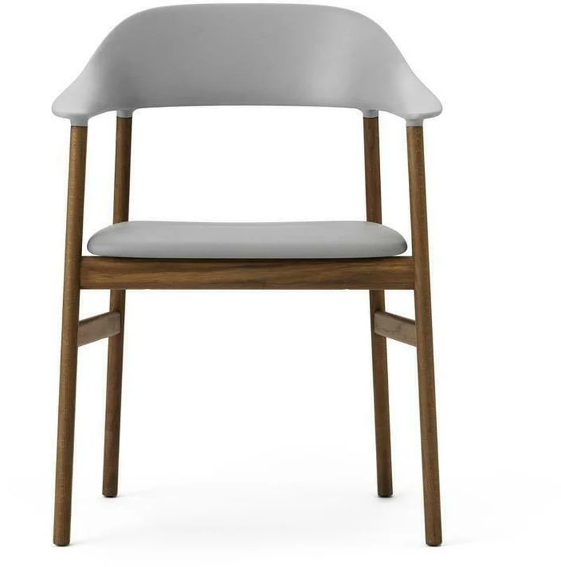 Chaise avec accoudoirs en chêne teinté et cuir gris Herit Spectrum Leather Grey - Normann Copenhagen