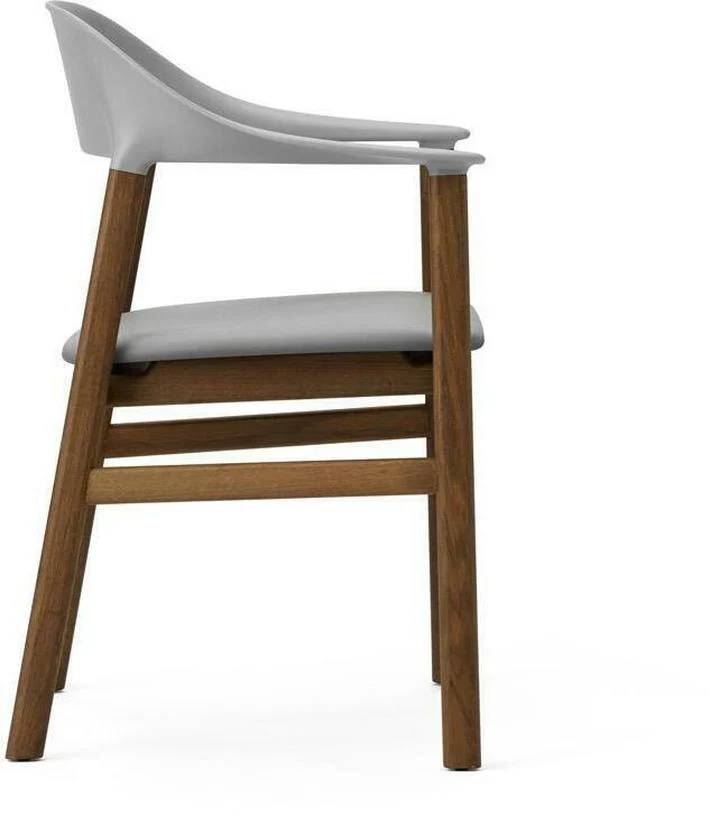 Chaise avec accoudoirs en chêne teinté et cuir gris Herit Spectrum Leather Grey - Normann Copenhagen