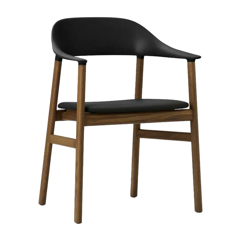 Chaise avec accoudoirs en chêne teinté et cuir noir Herit Spectrum Leather noir - Normann Copenhagen