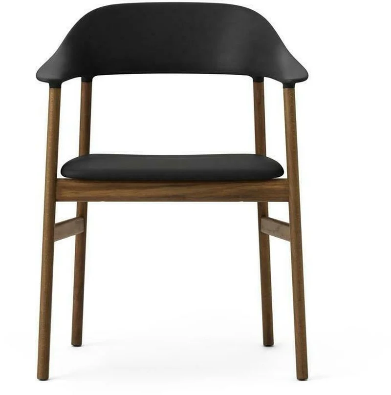 Chaise avec accoudoirs en chêne teinté et cuir noir Herit Spectrum Leather noir - Normann Copenhagen
