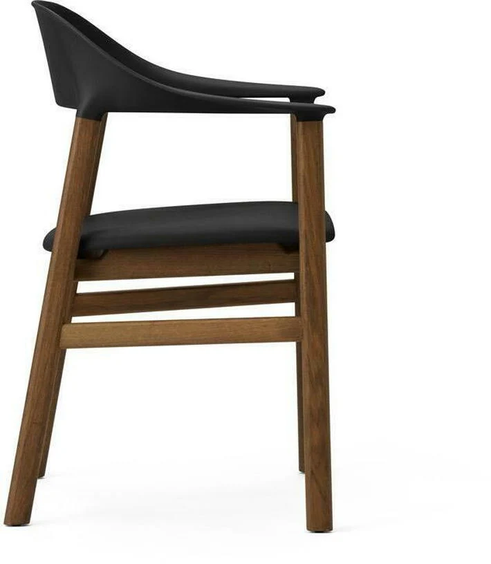 Chaise avec accoudoirs en chêne teinté et cuir noir Herit Spectrum Leather noir - Normann Copenhagen