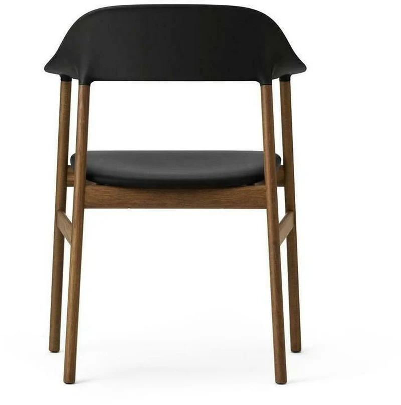 Chaise avec accoudoirs en chêne teinté et cuir noir Herit Spectrum Leather noir - Normann Copenhagen