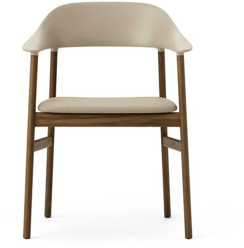 Chaise avec accoudoirs en chêne teinté et cuir sable Herit Spectrum Leather Sand - Normann Copenhagen