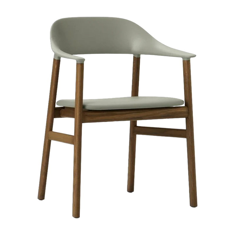 Chaise avec accoudoirs en chêne teinté et cuir vert Herit Spectrum Leather Dusty vert - Normann Copenhagen