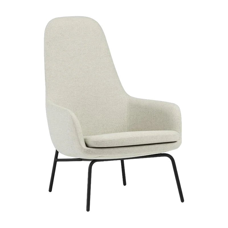 Fauteuil haut avec pieds en acier noir et assise en tissu beige Era - Normann Copenhagen