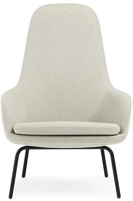Fauteuil haut avec pieds en acier noir et assise en tissu beige Era - Normann Copenhagen