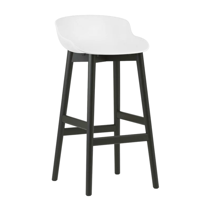 Tabouret de bar en chêne vernis noir et pp blanc 75 cm Hyg - Normann Copenhagen