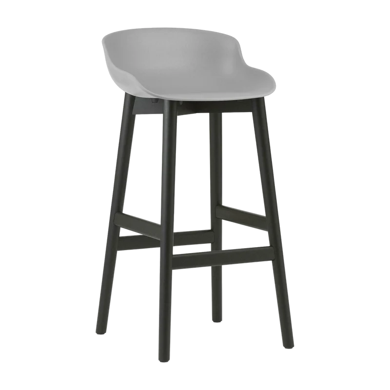 Tabouret de bar en chêne vernis noir et pp gris 75 cm Hyg - Normann Copenhagen