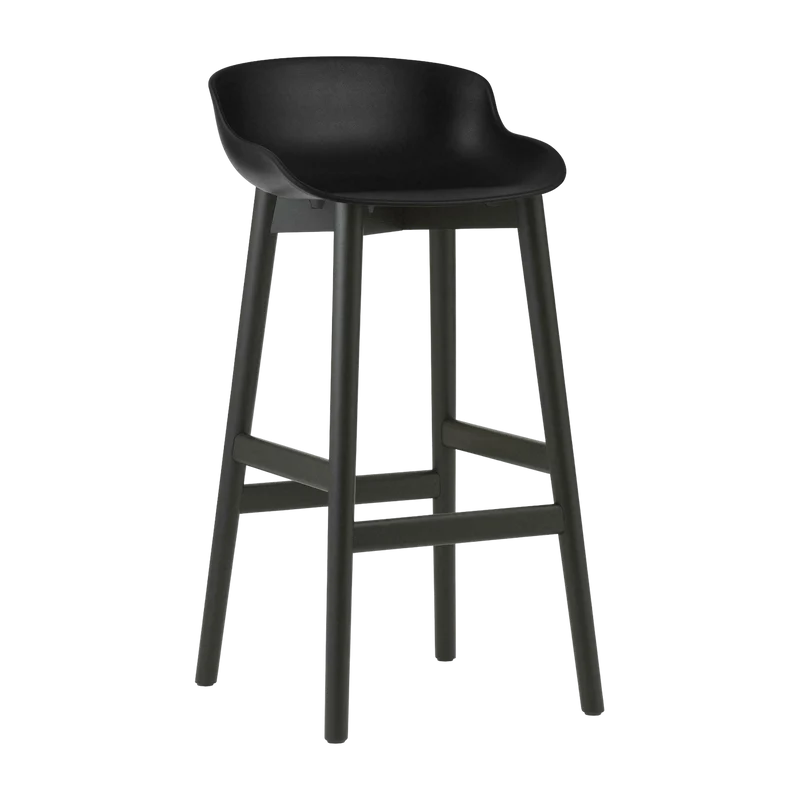 Tabouret de bar en chêne vernis noir et pp noir 75 cm Hyg - Normann Copenhagen