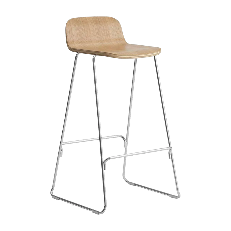 Chaise de bar en chêne naturel et acier chrome 75 cm - Normann Copenhagen