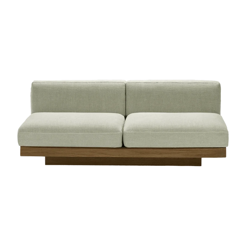Canapé deux places en bois cognac et coussins sables 193 x 115 x 72 cm Rudolph - Serax