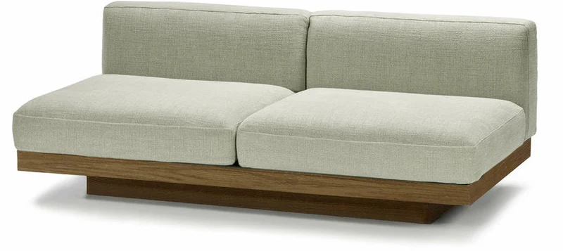 Canapé deux places en bois cognac et coussins sables 193 x 115 x 72 cm Rudolph - Serax