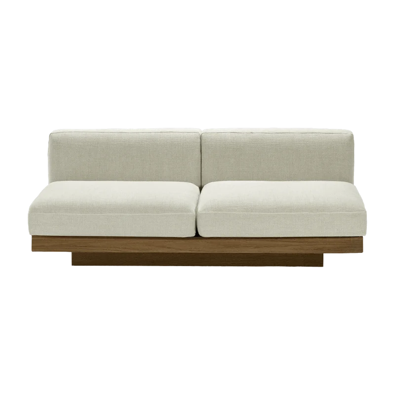 Canapé deux places en bois cognac et coussins beiges 193 x 115 x 72 cm Rudolph - Serax