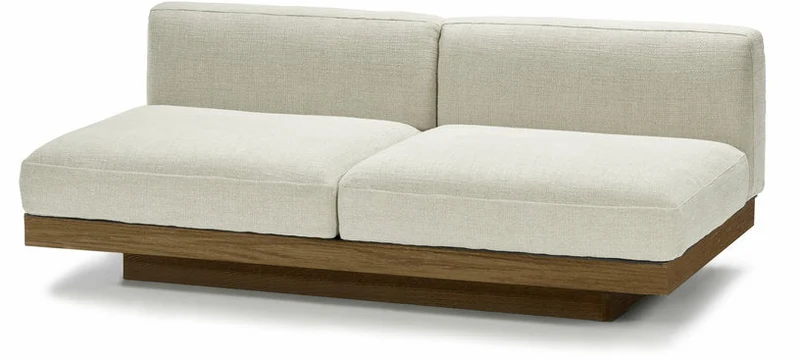 Canapé deux places en bois cognac et coussins beiges 193 x 115 x 72 cm Rudolph - Serax