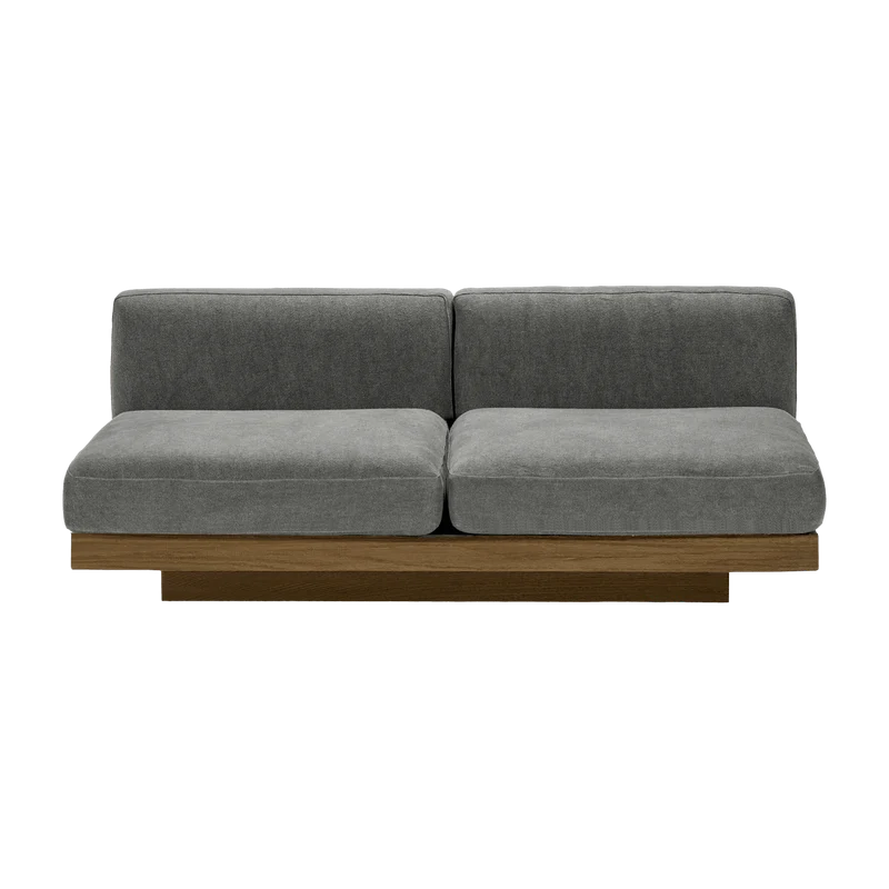Canapé deux places en bois cognac et coussins fumée 193 x 115 x 72 cm Rudolph - Serax