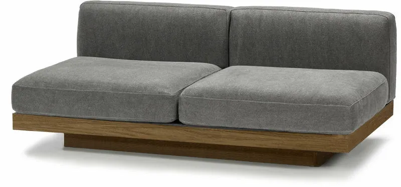Canapé deux places en bois cognac et coussins fumée 193 x 115 x 72 cm Rudolph - Serax