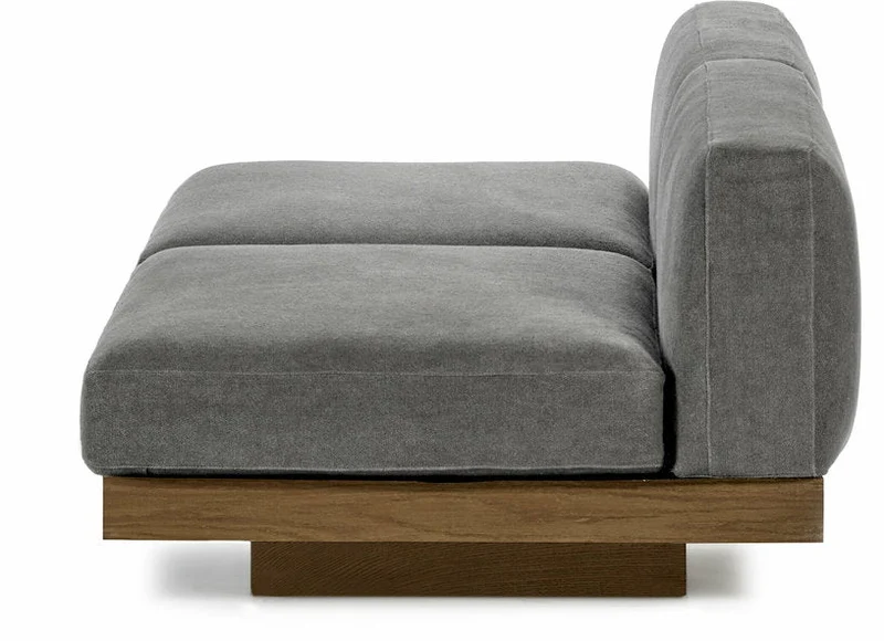 Canapé deux places en bois cognac et coussins fumée 193 x 115 x 72 cm Rudolph - Serax