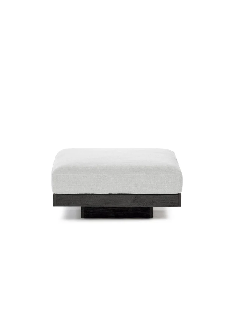 Ottoman en bois noir et aluminium avec coussin blanc 96 x 110 x 43 cm Rudolph - Serax