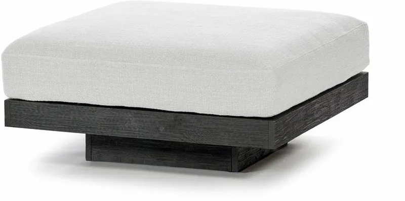 Ottoman en bois noir et aluminium avec coussin blanc 96 x 110 x 43 cm Rudolph - Serax