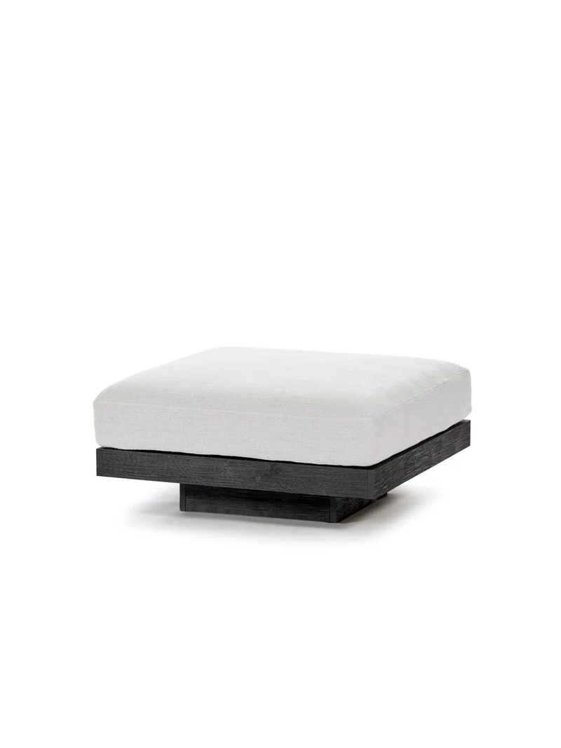 Ottoman en bois noir et aluminium avec coussin blanc 96 x 110 x 43 cm Rudolph - Serax