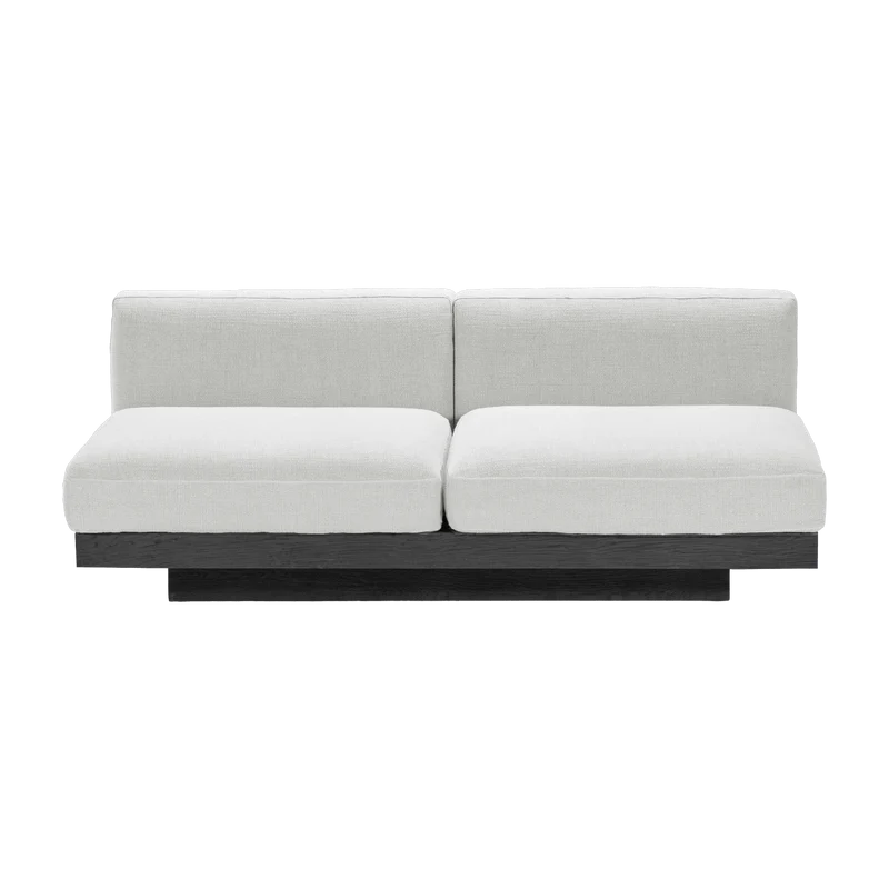 Canapé deux places en bois noir et coussins blancs 193 x 115 x 72 cm Rudolph - Serax
