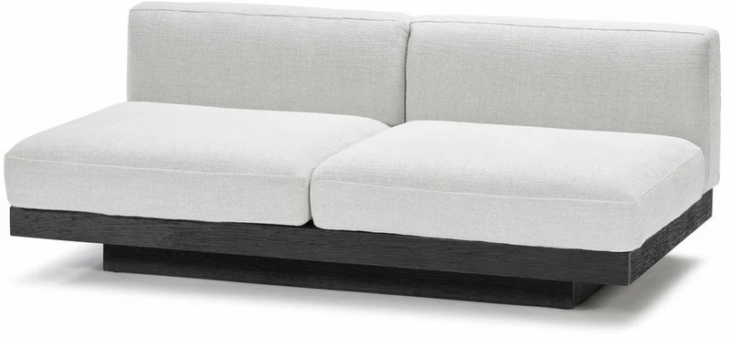 Canapé deux places en bois noir et coussins blancs 193 x 115 x 72 cm Rudolph - Serax