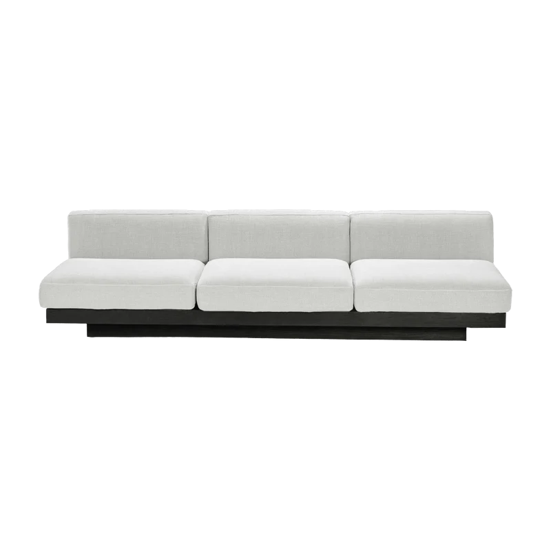 Canapé trois places en bois noir et coussins blancs 287 x 115 x 72 cm Rudolph - Serax