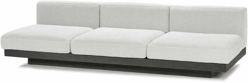 Canapé trois places en bois noir et coussins blancs 287 x 115 x 72 cm Rudolph - Serax