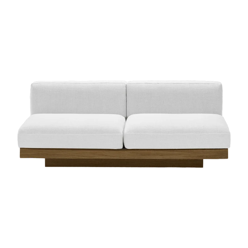 Canapé deux places en bois cognac et coussins blancs 193 x 115 x 72 cm Rudolph - Serax